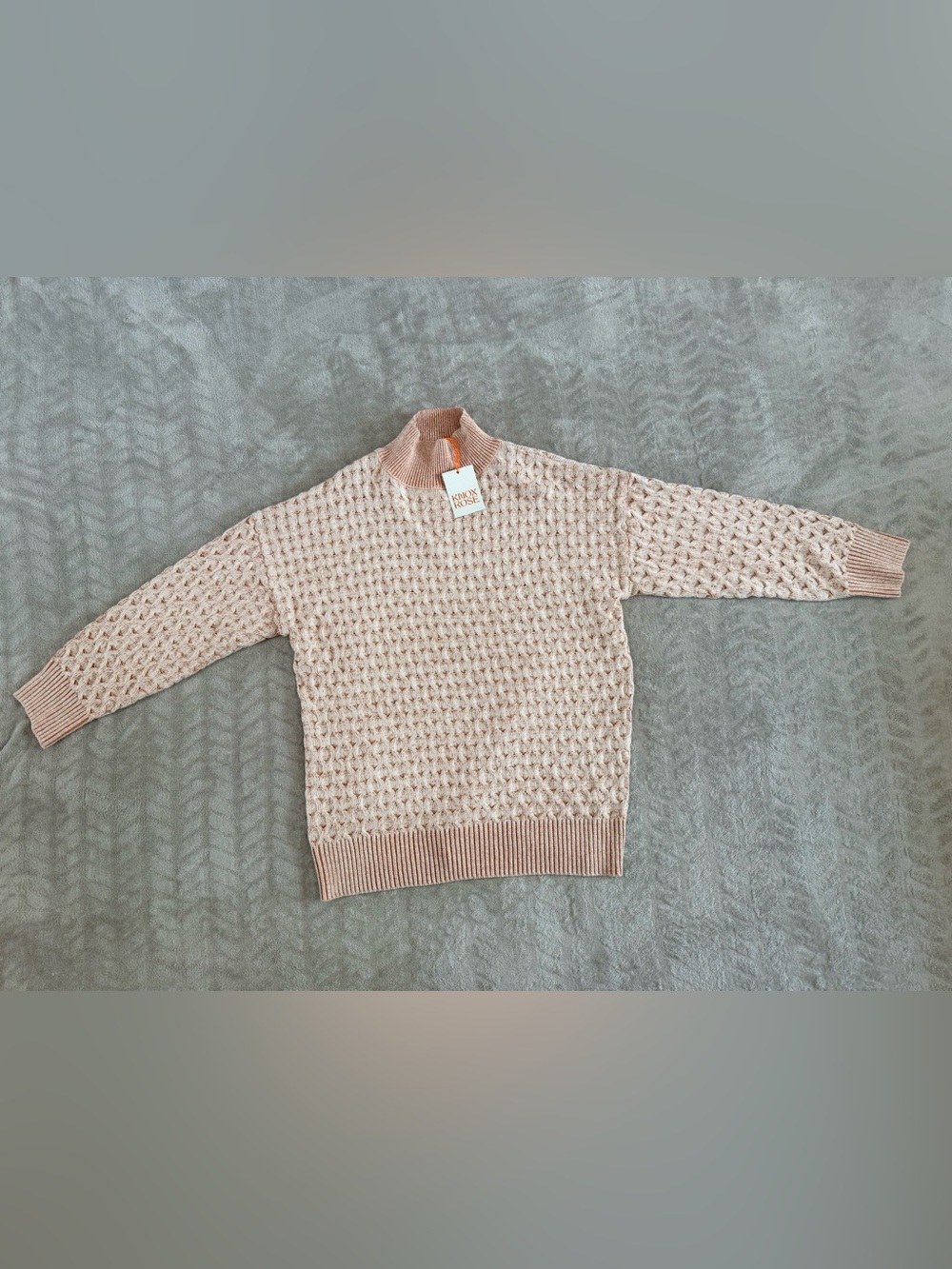 Knox Rose NWT Chunky Honeycomb Knit Mock-Neck Oversized Cozy Minimalist Sweater